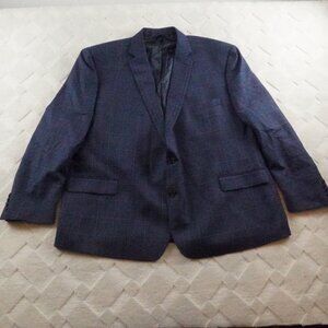 Ralph Lauren Sport Coat Blazer Jacket Mens 54R Plaid Blue Wool Blend